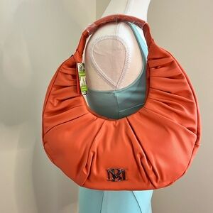 Badgley Mischka Orange Hobo Bag with Crescent Shape